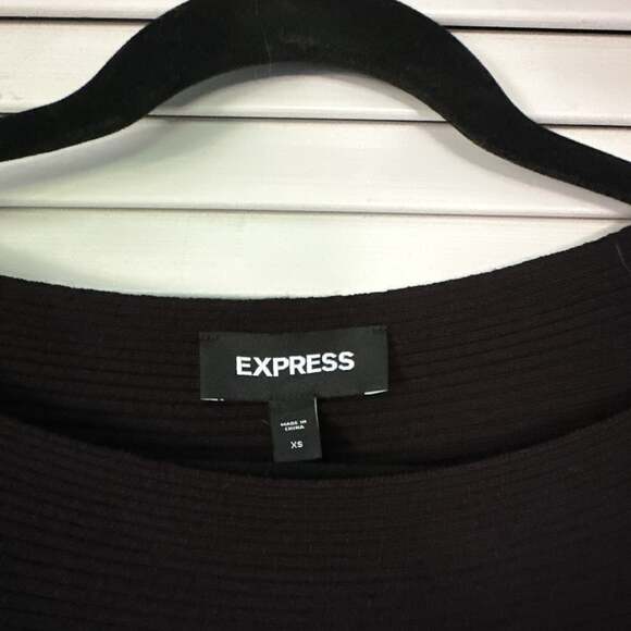 Express Dresses & Skirts - Express Black‎ Solid Round Neck Long Sleeve Bodycon Midi Sweater Dress Size XS